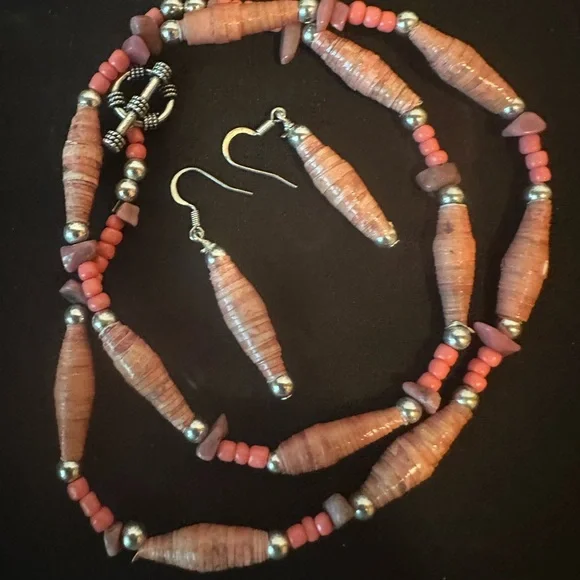 vintage purvian with natural stone seed beads necklace - Picture 6 of 8